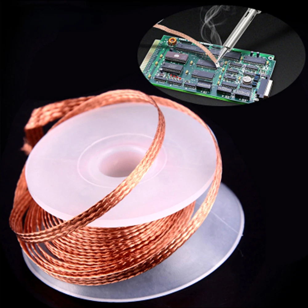 Sökme örgü bant bakır lehim teli lehimleme fitil kalay lehim kaldırma örgü kaynak teli onarım aracı 1.5/2/2.5/3/3.5mm yeni