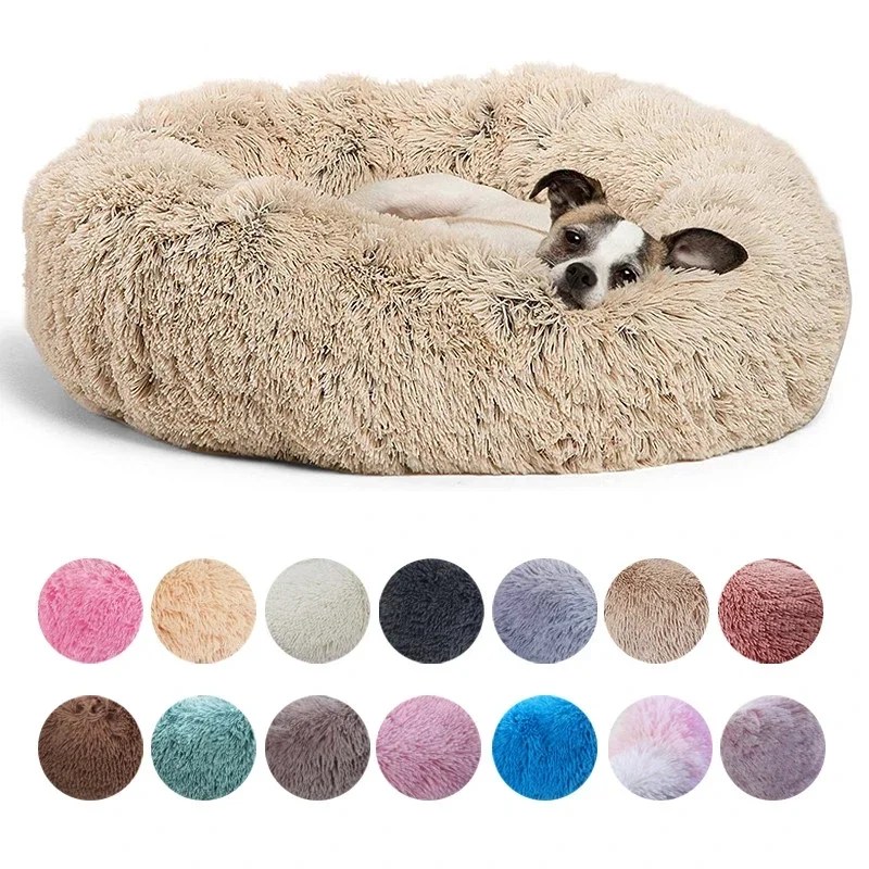 Süper yumuşak köpek yatağı peluş büyük köpekler için kedi matı köpek yatağı s yatak labradorları ev yuvarlak yastık ev hayvanı ürünü aksesuarları