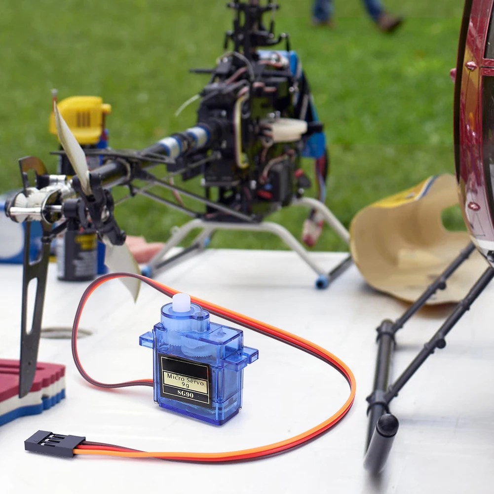 SG90 9G mikro dişli Servo Motor sabit kanatlı direksiyon motoru RC helikopter uçak uçak için 180/360 derece - Görsel 4
