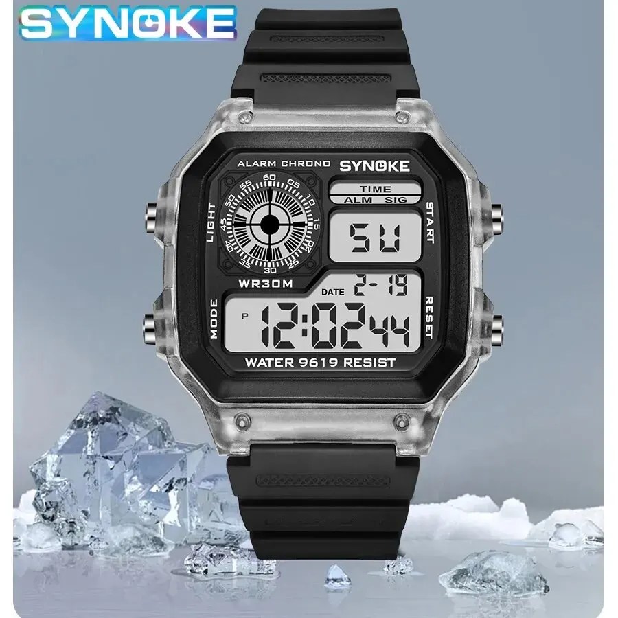 SYNOKE dijital saatler erkekler spor aydınlık çok fonksiyonlu su geçirmez Chrono kol açık ve koşu öğrenci yedi ışıkları
