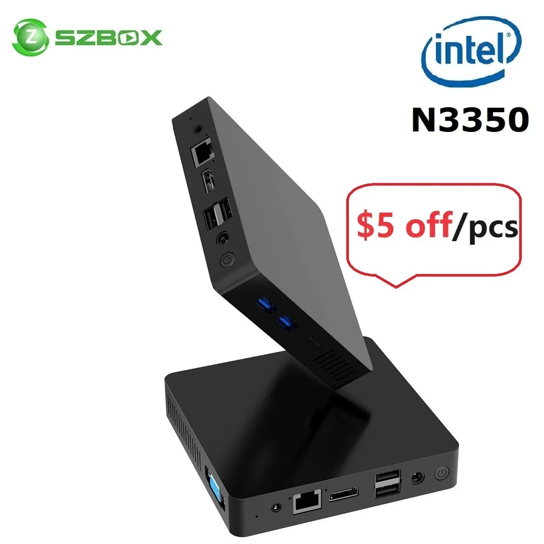SZBOX Intel N3350 MINI PC Windows 10 Mini PC 6GB 64GB 2.4G WiFi BT LAN 1000Mbs 4K HD ofis masaüstü MINI bilgisayar