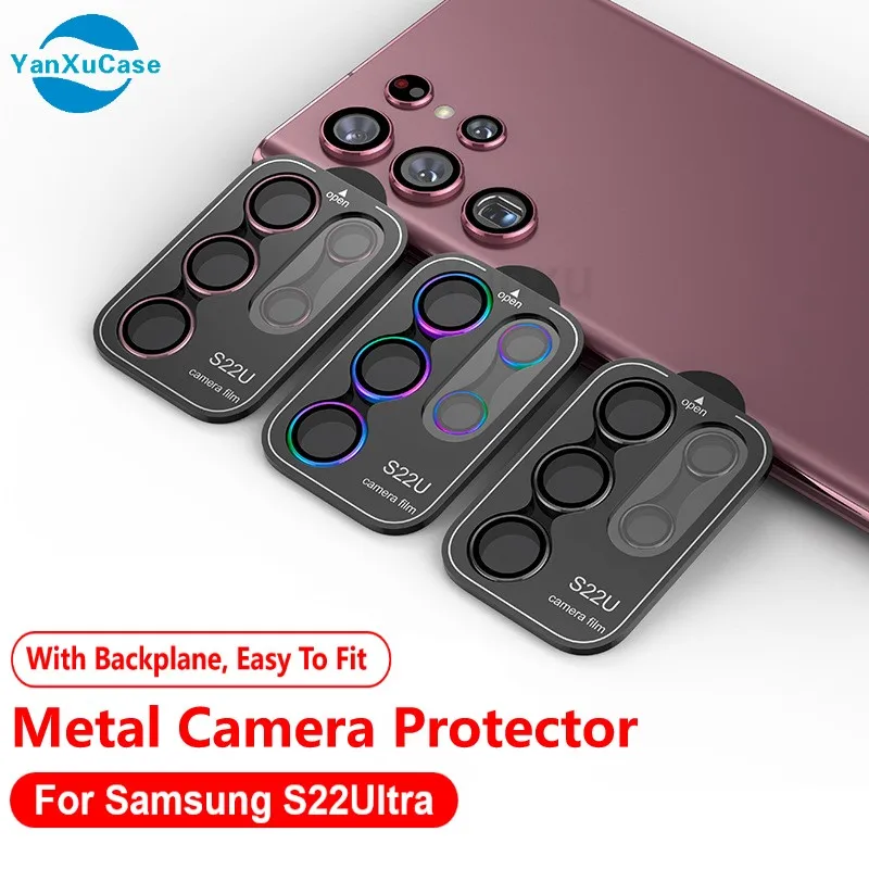 Samsung Galaxy S23 için Ultra kamera Lens koruyucular Metal kamera halka durumda temperli cam Samsung S22Ultra 5G koruyucu kap