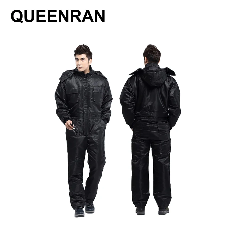 Siyah su geçirmez rüzgar geçirmez Unisex iş elbiseleri emek iş üniformaları tulum setleri emniyet ceket tulumlar güvenlik koruma
