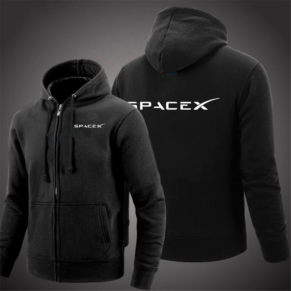 SpaceX uzay X Logo 2021 erkek yeni bahar sonbahar baskı fermuar Up Hoodies koleji Harajuku günlük ceketler Hip Hop tişörtü