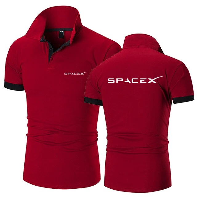 SpaceX uzay X Logo 2023 erkek yeni kalite katı renk gömlek pamuk şort kollu Casual Polos moda yaz sıcak yaka üst - Görsel 16