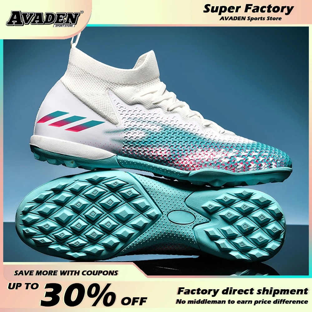 Spor ayakkabı ekonomik futbol erkekler çocuk futbol ayakkabıları yüksek TF/FG futbol ayakkabıları açık erkekler eğitim Futsal futbol Cleats üzerinde kayma