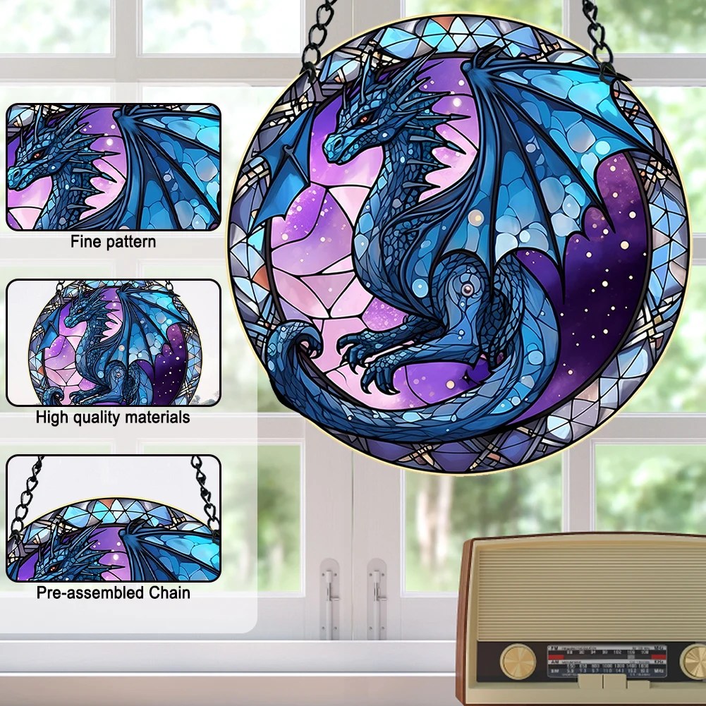 Suncatcher paneli güneş yakalayıcılar duvar asılı dekorlar ejderha akrilik kapı işareti asılı dekorlar ation yusufçuk fil pencere dekor için