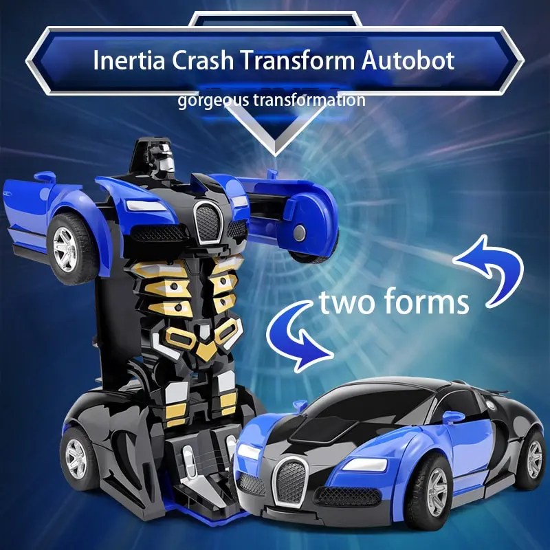 Tek bir tıklama otomatik çarpışma deformasyon Robot çocuk hediye çift formu oyuncak araba baba oğlu interaktif Model araba