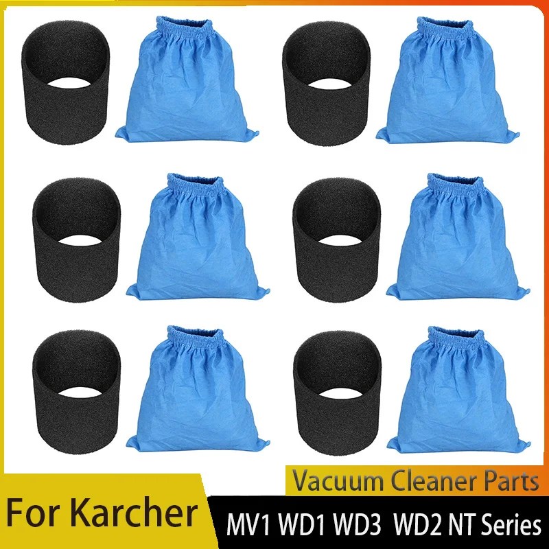 Tekstil filtre torbası aksesuarları Karcher MV1 WD1 WD2 WD3 filtre torbası süpürge parçaları elektrikli süpürge parçaları ile uyumlu