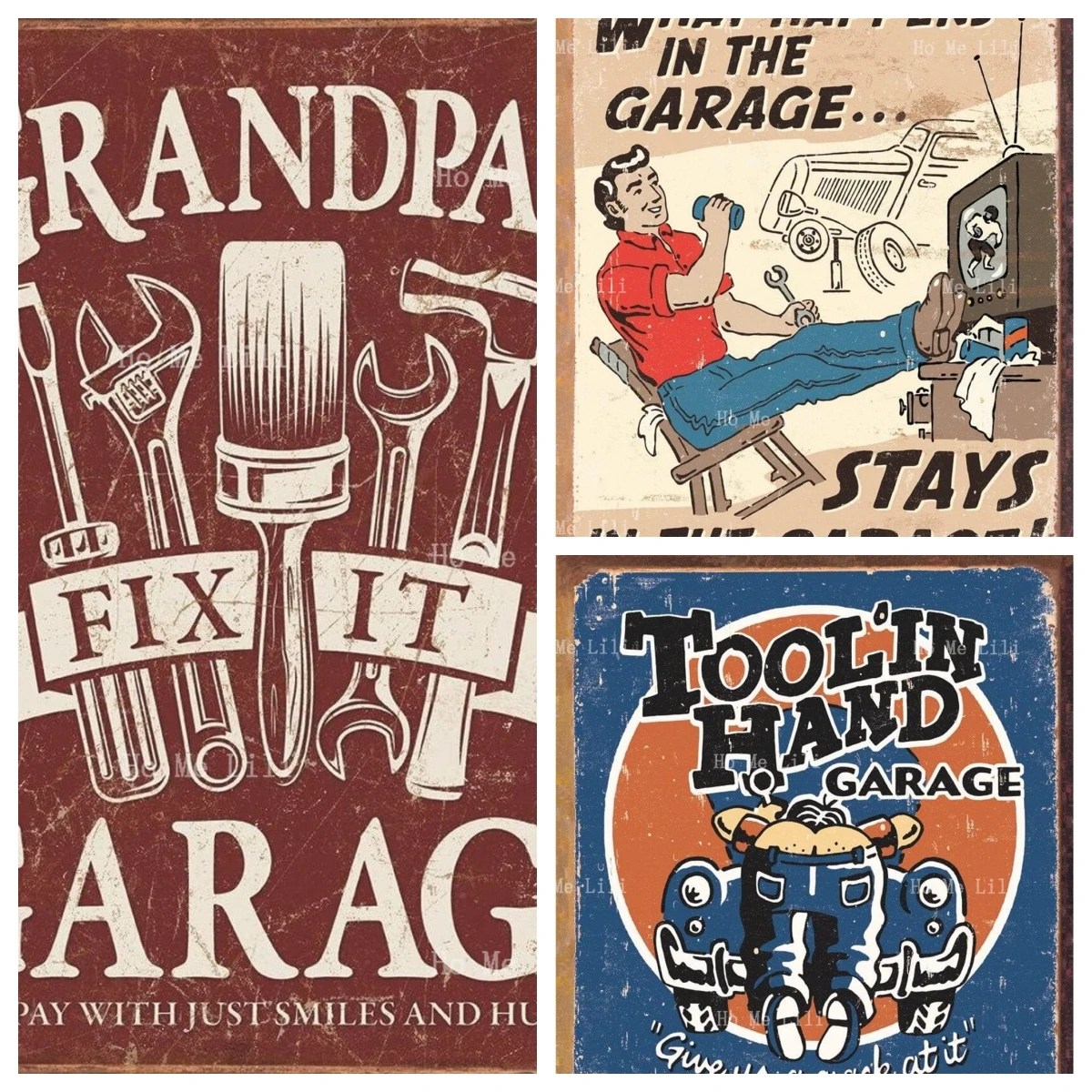 Toolin el garaj çaresiz işletmeler teneke işareti nostaljik Vintage Metal garaj plak demir plaka boyama