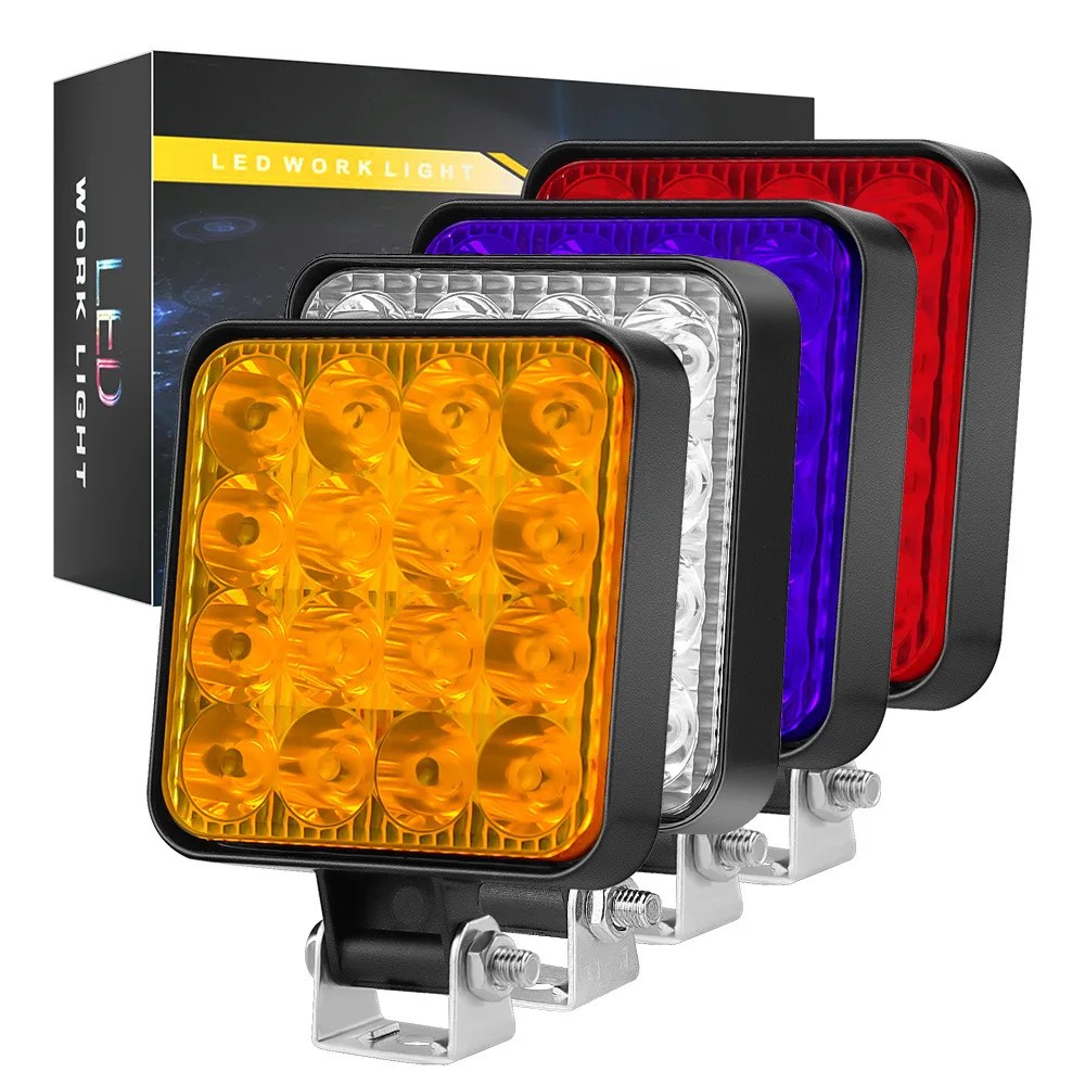 Toz geçirmez çalışma ışığı spot kamyon Off Road traktör su geçirmez 1200LM 12v 1 adet 48w 16LED yüksek yoğunluklu