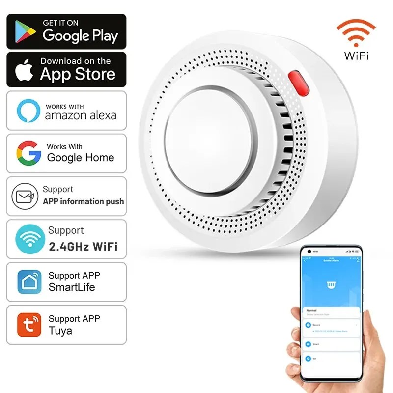 Tuya WiFi duman alarmı yangın koruma duman dedektörü Smokehouse kombinasyonu yangın Alarm ev güvenlik sistemi İtfaiyeciler