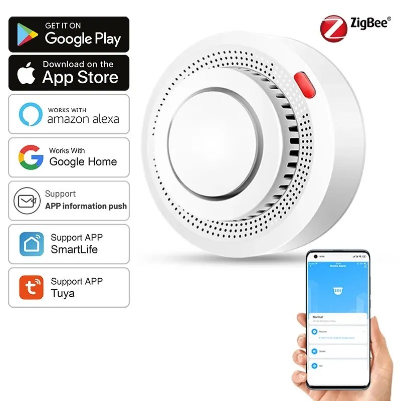 Tuya ZigBee akıllı duman dedektörü güvenlik koruma duman alarmı yangın koruma akıllı yaşam App üzerinden ev güvenlik sistemi için