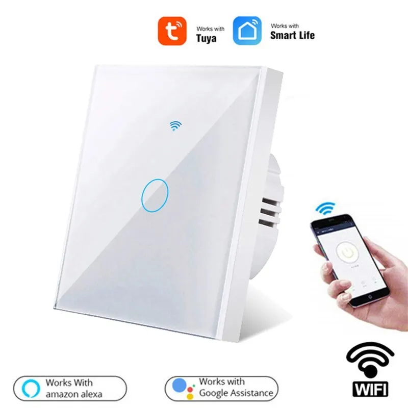 Tuya ab Wifi akıllı işık dokunmatik anahtarı cam Panel ses kontrolü kablosuz duvar anahtarları Alexa Google ev ile çalışmak 1/2/3Gang