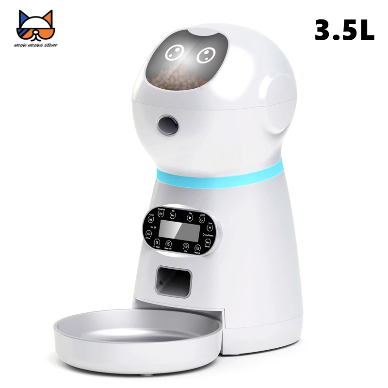 Tuya otomatik evcil hayvan besleyici 3.5L kapasiteli LCD ses kaydı paslanmaz çelik köpek kedi maması zamanlama 6 izgaralar akıllı dağıtıcı kase