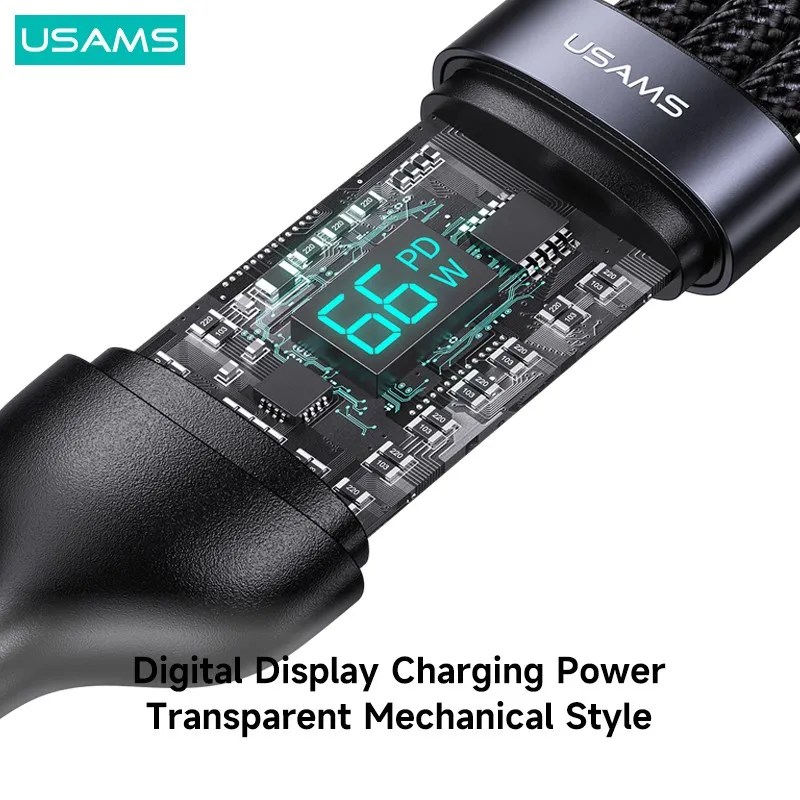 USAMS U83 100W 3 1 dijital ekran kablosu iPhone 14 13 12 11 iPad hızlı Chargng veri kablosu için Huawei OPPO Xiaomi Samsung - Görsel 4