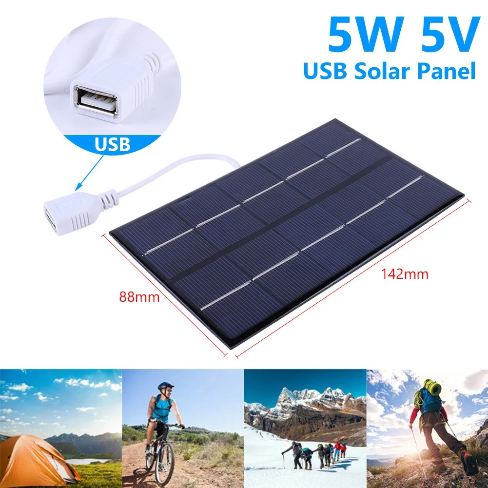 USB GÜNEŞ PANELI 5W 5V DIY güneş enerjisi şarj cihazı 88x142mm 3-5V pil/cep telefonu için