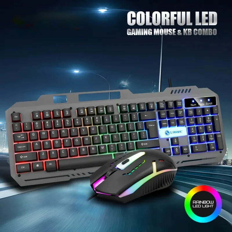 USB kablolu oyun klavyesi RGB arkadan aydınlatmalı klavye sessiz arkadan aydınlatmalı oyun faresi Set ofis PC oyun PC Laptop için
