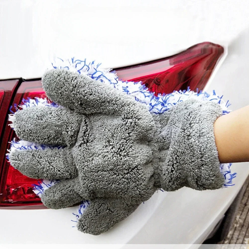 Univrsal araba bulaşık eldivenleri şönil beş parmak araba yıkama eldivenleri mikrofiber parmak eldiven bez oto araba temizleme araçları