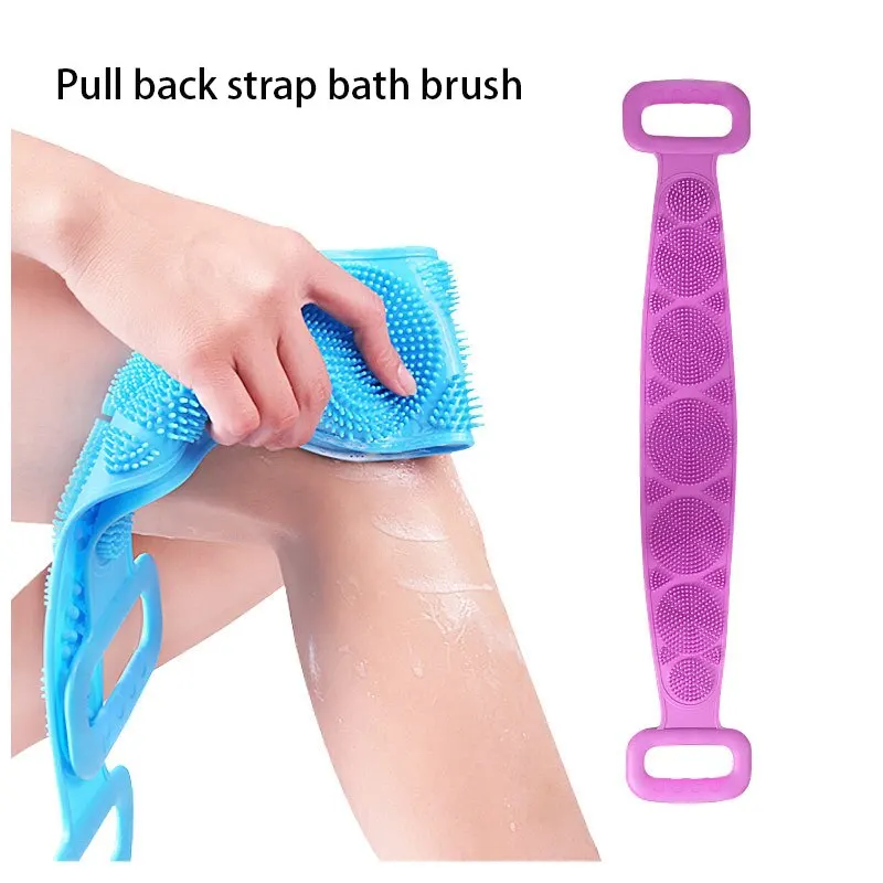 Vücut sünger silikon fırçalar banyo havluları Scrubber Rubbing arak geri soyma masajlı duş kemer genişletilmiş cilt temiz fırçalar
