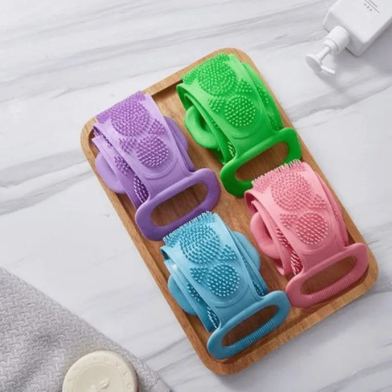 Vücut sünger silikon fırçalar banyo havluları Scrubber Rubbing arak geri soyma masajlı duş kemer genişletilmiş cilt temiz fırçalar - Görsel 3