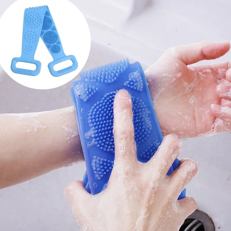 Vücut sünger silikon fırçalar banyo havluları Scrubber Rubbing arak geri soyma masajlı duş kemer genişletilmiş cilt temiz fırçalar