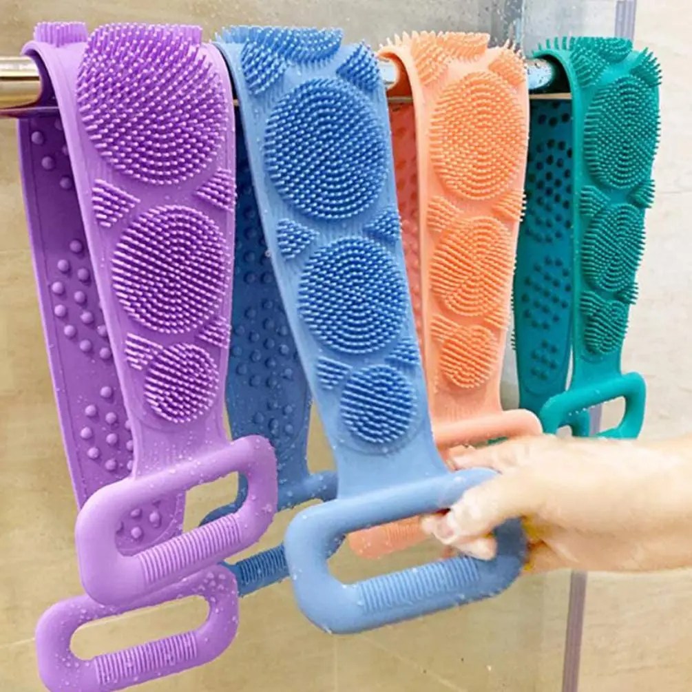 Vücut sünger silikon fırçalar banyo havluları Scrubber Rubbing arak geri soyma masajlı duş kemer genişletilmiş cilt temiz fırçalar