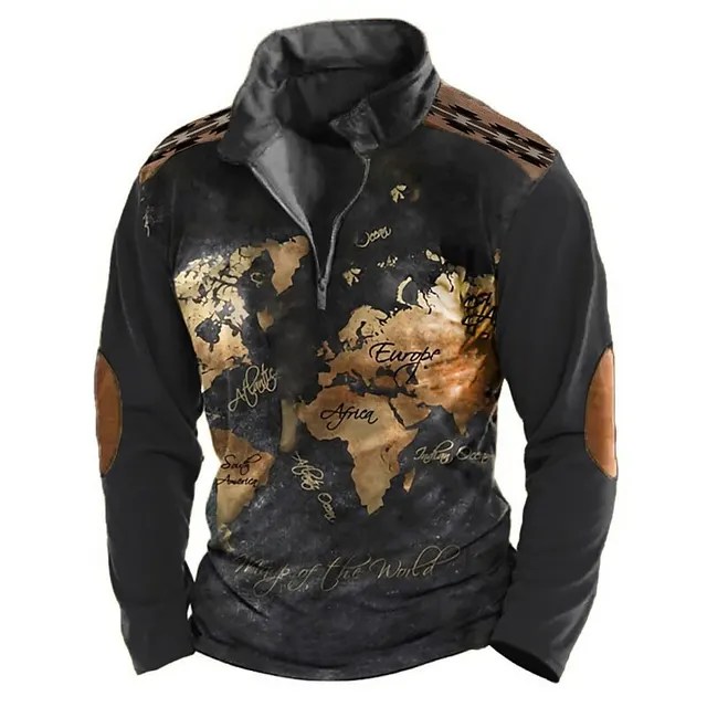 Vintage erkek Zip Hoodies 3d denizcilik baskılı kazak gevşek boy günlük rahat uzun kollu sokak tasarımcı kazak Tops - Görsel 13
