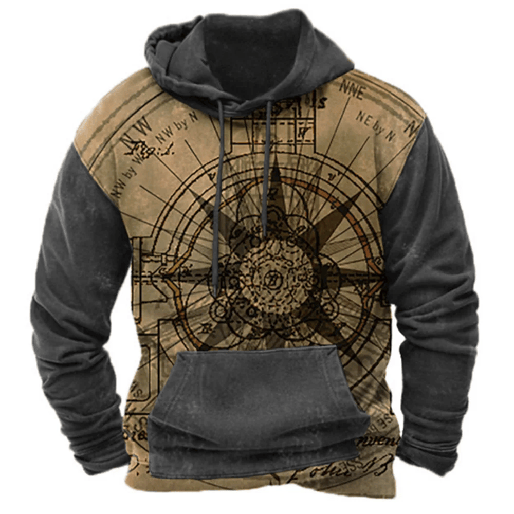 Vintage erkek kapşonlu 3d denizcilik baskı Hoodies erkekler için sonbahar moda sokak Hoody kazak boy uzun kollu kazak Tops