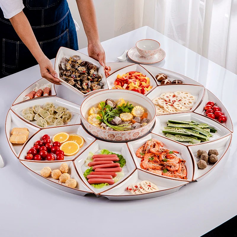 Vintage seramik tabak takım mikrodalga yemek kaseler ev yemek tabakları Set yemekleri tam sofra Pratos De Jantar yemekleri