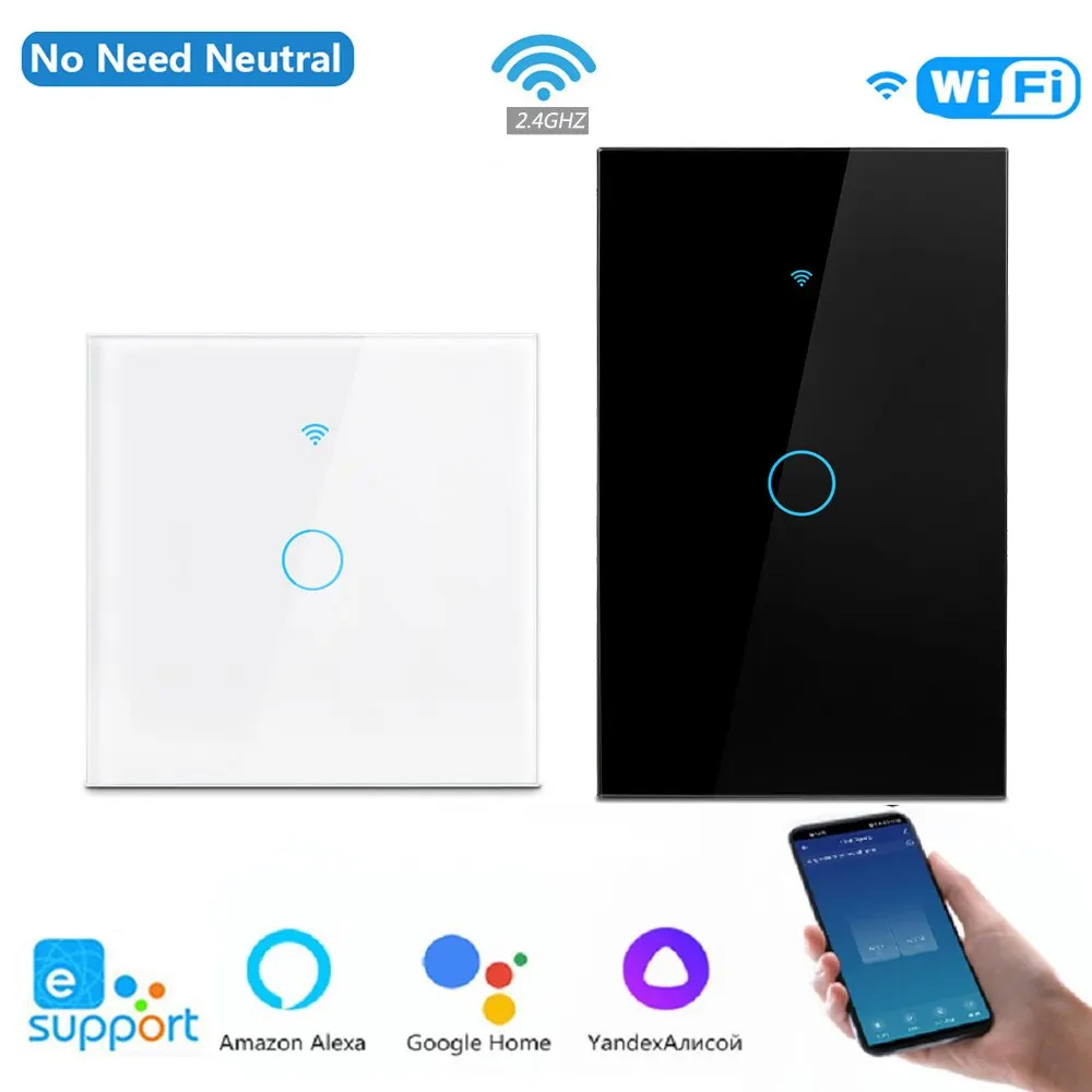 WIFI Ewelink akıllı ev anahtarı işık duvar abd/ab cam dokunmatik Panel ses kablosuz uzaktan kumanda Alexa Google tarafından ev