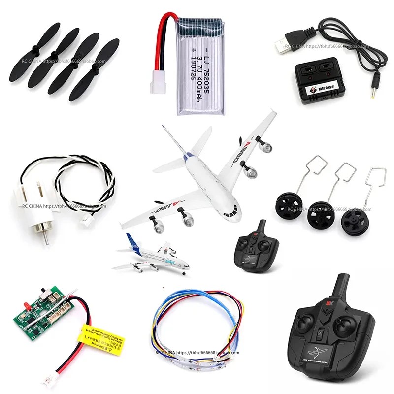 Wltoys XK A120 A380 RC uçak yedek parça bıçak pervane iniş DİŞLİ Motor alıcı ana kurulu Servo işık şarj vücut