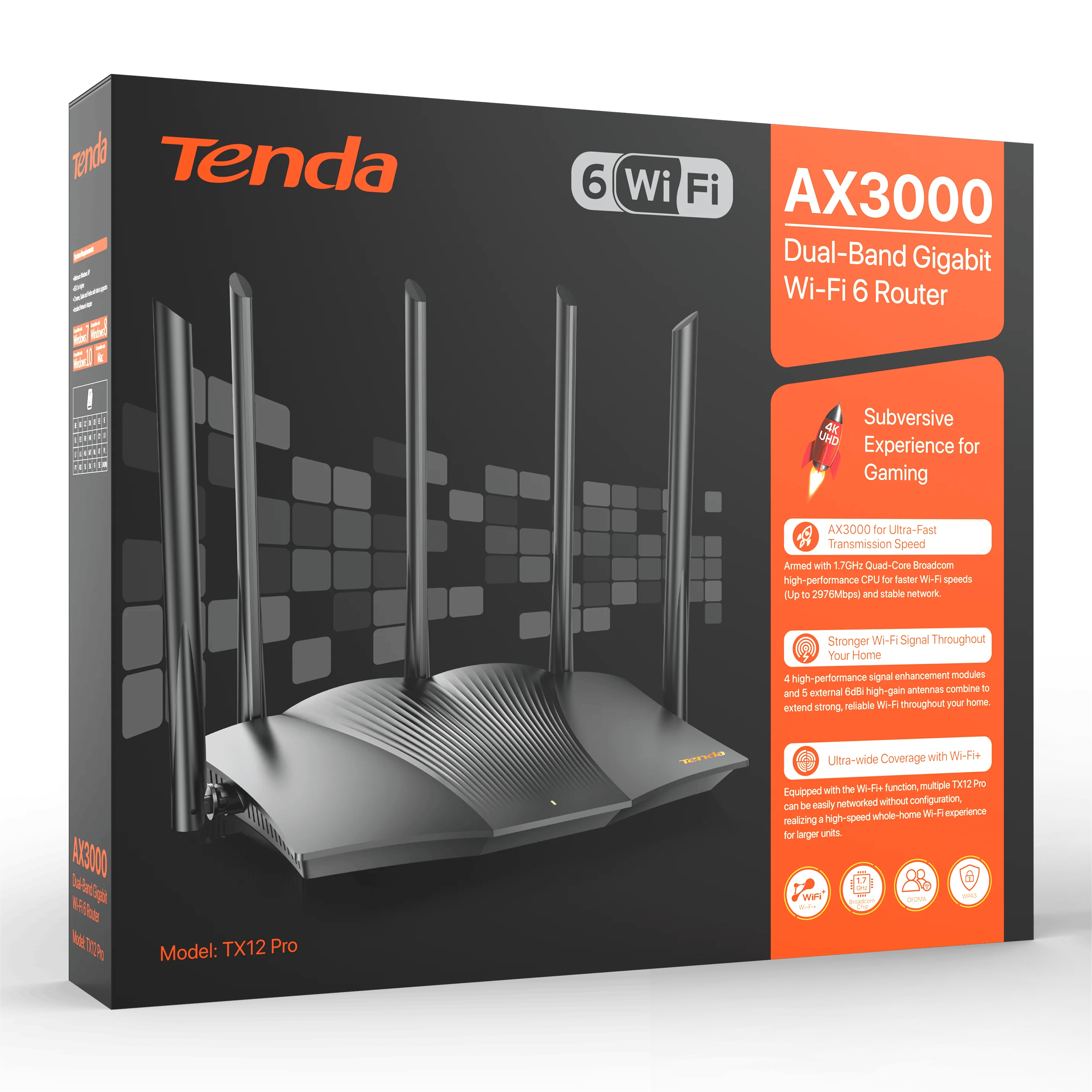 Wuhan iStar Tenda TX12 Pro WiFi6 AX3000 akıllı WiFi yönlendirici Dual Band Gigabit kablosuz Internet yüksek kazançlı antenler - Görsel 6