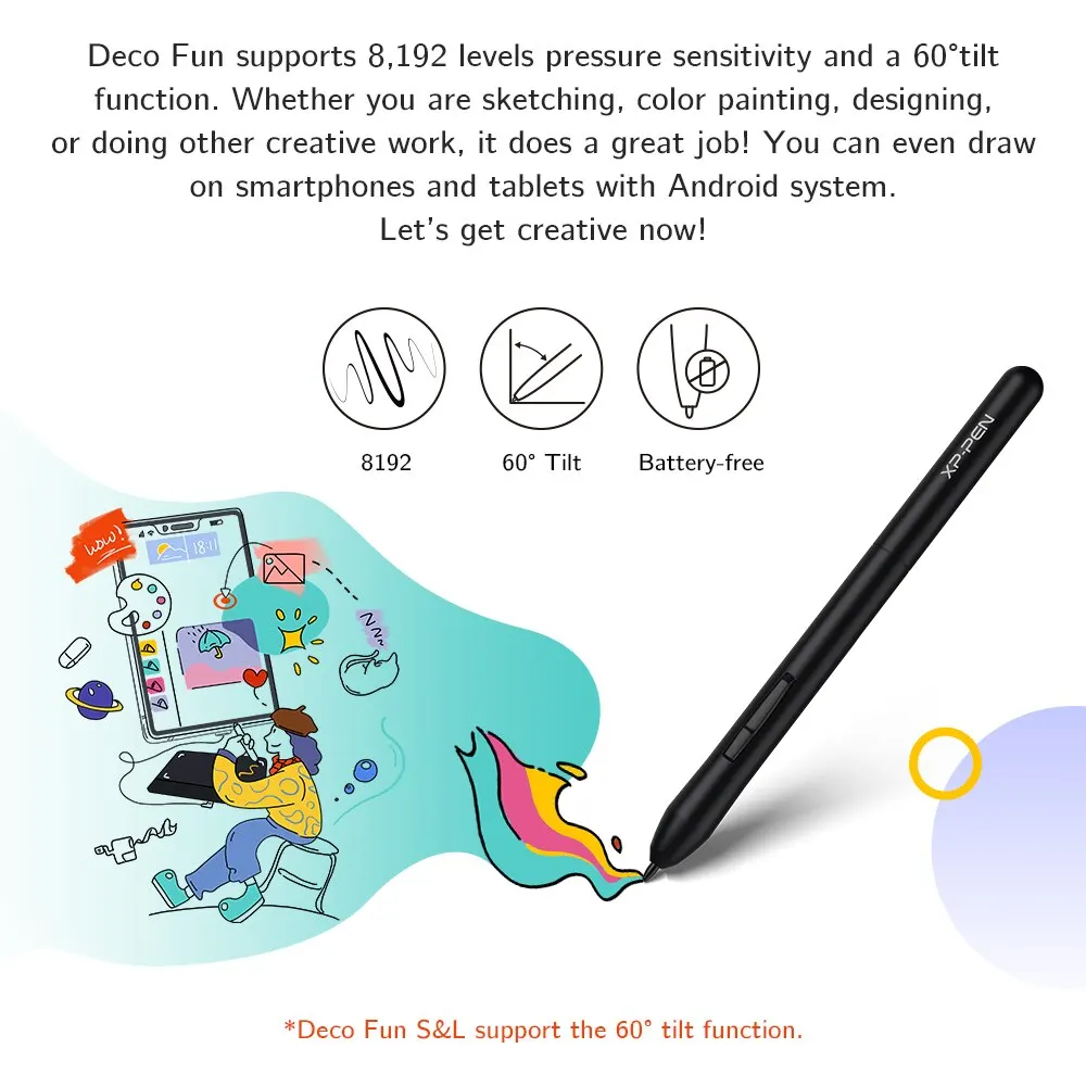 XPPen grafik Tablet Deco eğlenceli XS dijital çizim kalem Tablet OSU Online eğitim Windows Mac için 8192 seviyeleri ile