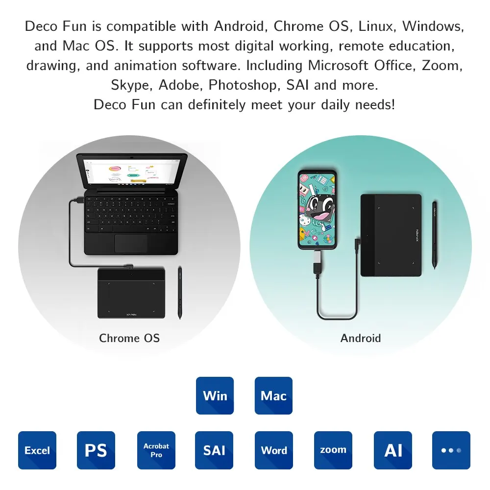 XPPen grafik Tablet Deco eğlenceli XS dijital çizim kalem Tablet OSU Online eğitim Windows Mac için 8192 seviyeleri ile
