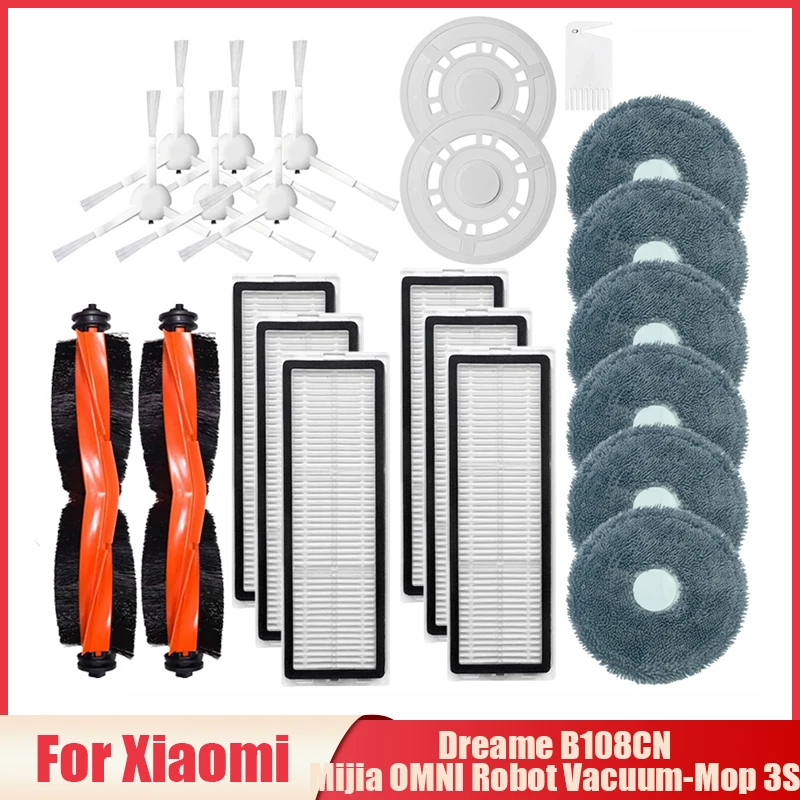 Xiaomi Mijia OMNI Robot vakum-paspas 3S Dreame B108CN elektrikli süpürge rulo/yan fırça Hepa filtre paspas bezler Stent parçaları