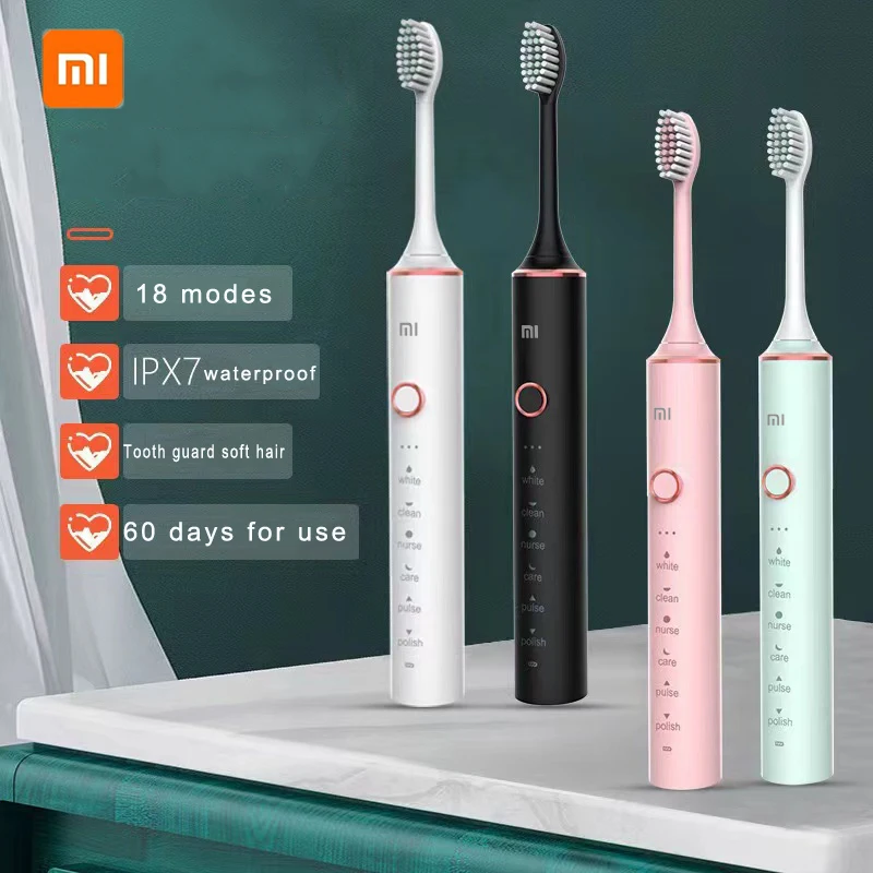 Xiaomi diş fırçası elektrikli ev akıllı temiz Toothbrushes dişli Sonic diş fırçası diş fırçaları için USB şarj edilebilir IPX7 su geçirmez kafa