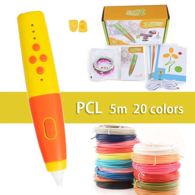 Yüksek kaliteli 3D kalem seti çocuklar için erkek kız doğum günü Chrismas hediye 3d baskı kalem düşük sıcaklık ile 100M PCL Filament 3d kalem