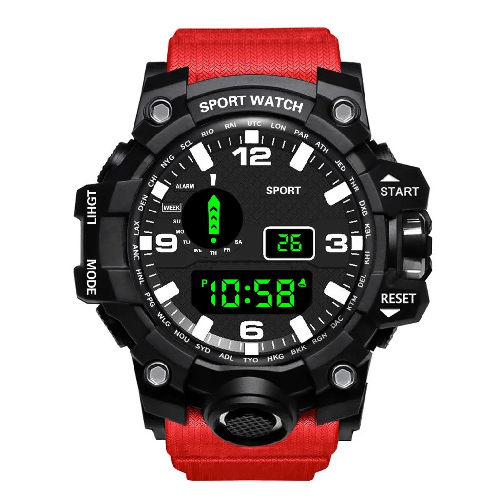 YIKAZE erkek LED dijital saat erkekler spor saatler elektronik saat İşlevli askeri spor saatler saat çocuklar hediyeler