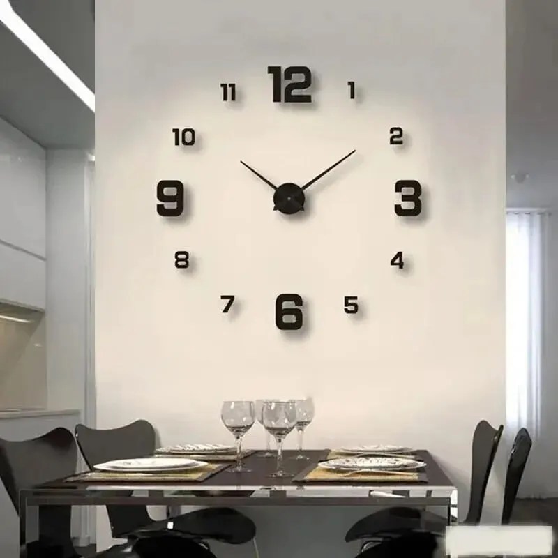 Yaratıcı çerçevesiz DIY duvar saati duvar çıkartması ev sessiz saat oturma odası ofis duvar dekorasyon