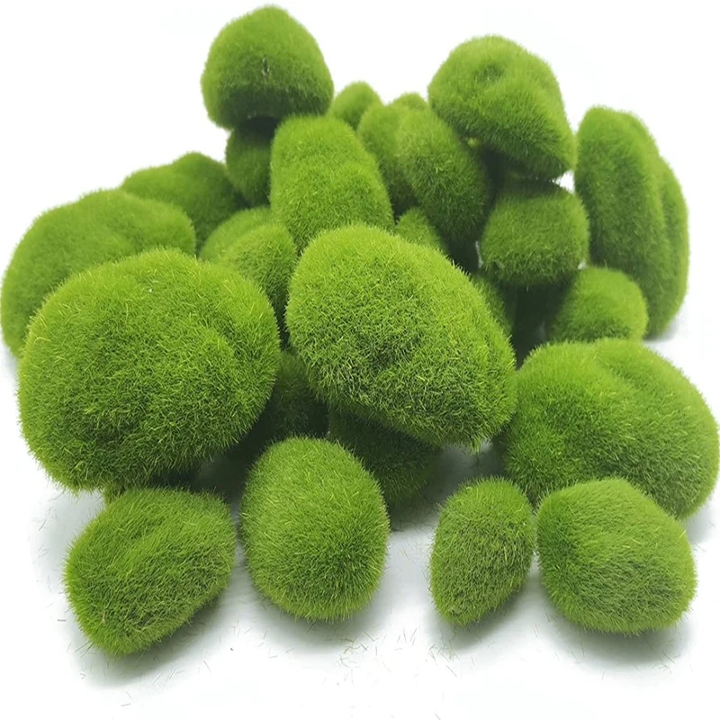 Yeşil yapay Moss taş dekorasyon bahçe için sahte Moss topu ev/ofis duvar bitkisi Panel Yard yolları çiçek saksıları taş dekor