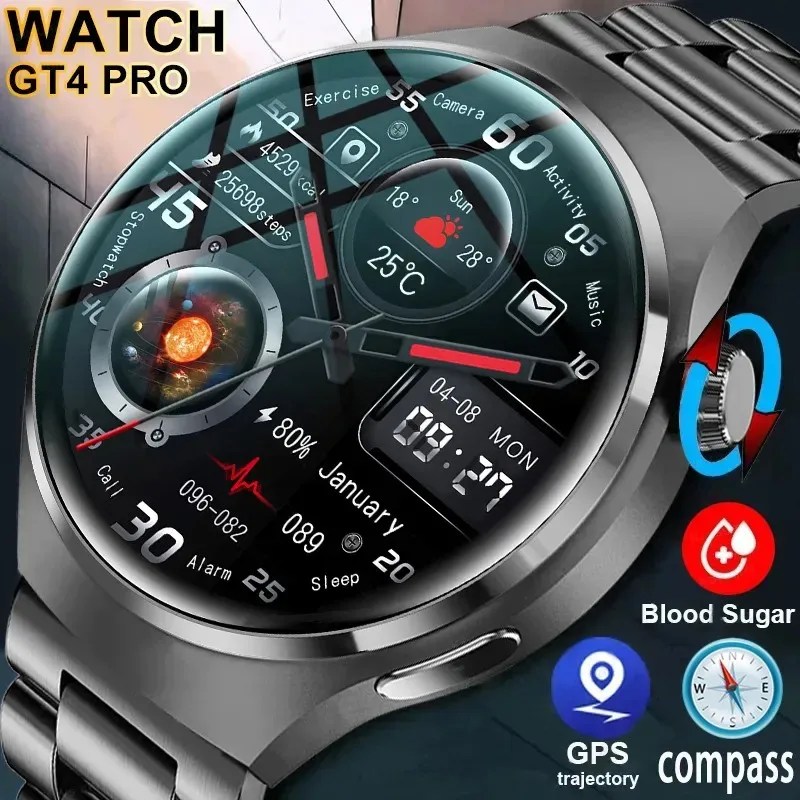 Yeni GPS akıllı İzle erkekler için Huawei GT4 Pro 360*360 HD ekran kalp hızı Bluetooth çağrı NFC IP68Waterproof kan şekeri Smartwatch