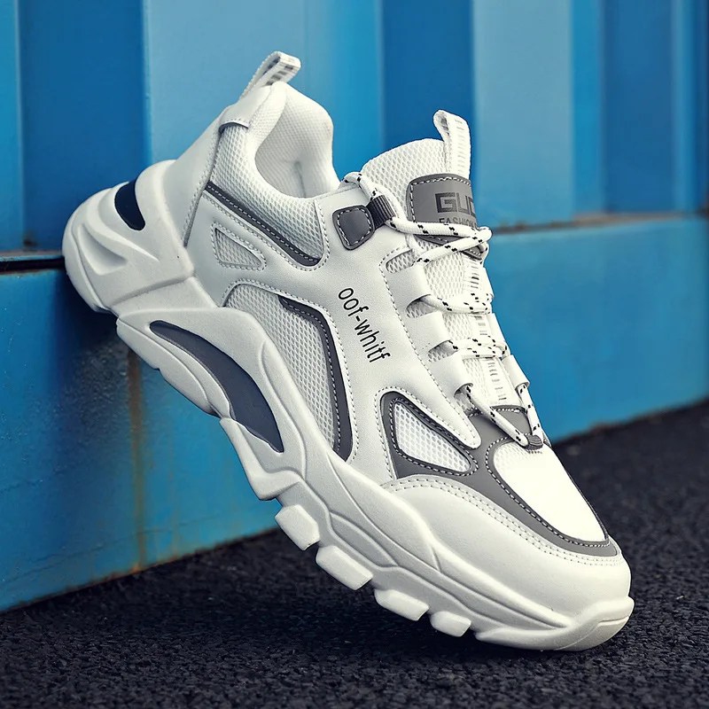 Yeni erkek deri Sneaker su geçirmez yürüyüş ayakkabısı moda rahat örgü eğitmenler kaymaz aşınmaya dayanıklı erkek Trendy spor ayakkabı - Görsel 2