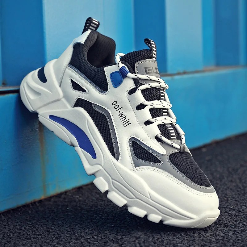 Yeni erkek deri Sneaker su geçirmez yürüyüş ayakkabısı moda rahat örgü eğitmenler kaymaz aşınmaya dayanıklı erkek Trendy spor ayakkabı - Görsel 3