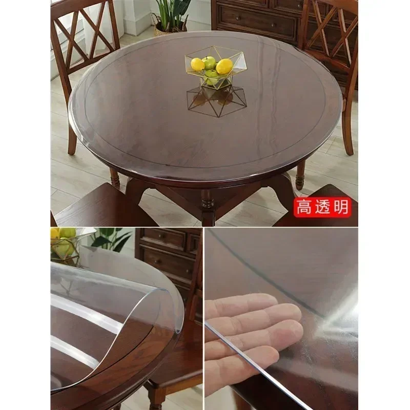 Yuvarlak masa yumuşak cam masa örtüsü 1mm şeffaflık PVC masa örtüsü su geçirmez yağa dayanıklı mutfak yemek masası kapak