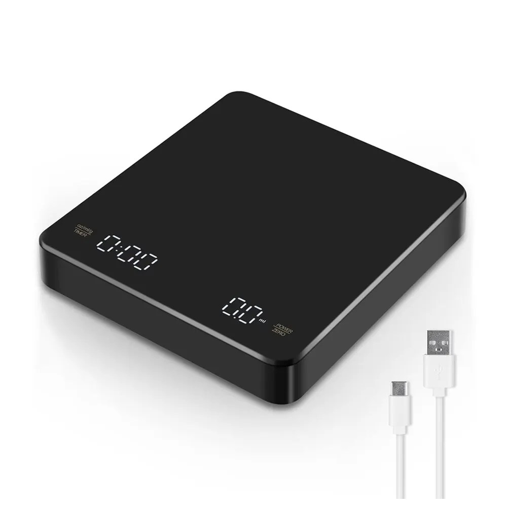 Zamanlayıcı LED ekran Espresso USB 3kg ile dijital kahve terazisi Max. Oz/ml/g mutfak terazisi 0.1g yüksek hassasiyetli önlemler tartım