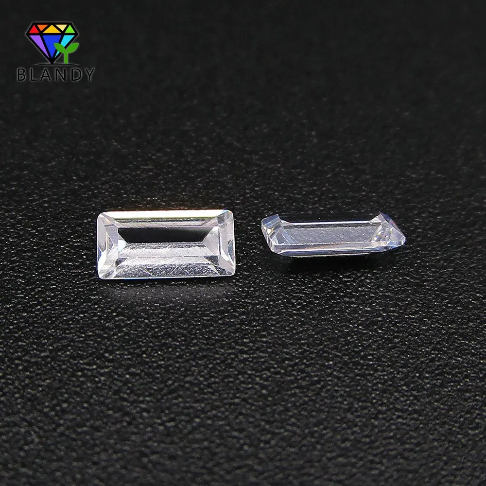 Ücretsiz kargo 1.5*2mm ~ 2*4mm AAAAA dikdörtgen şekil baget kesim beyaz kübik zirkonya 2.5*5mm CZ taş sentetik taşlar takı için