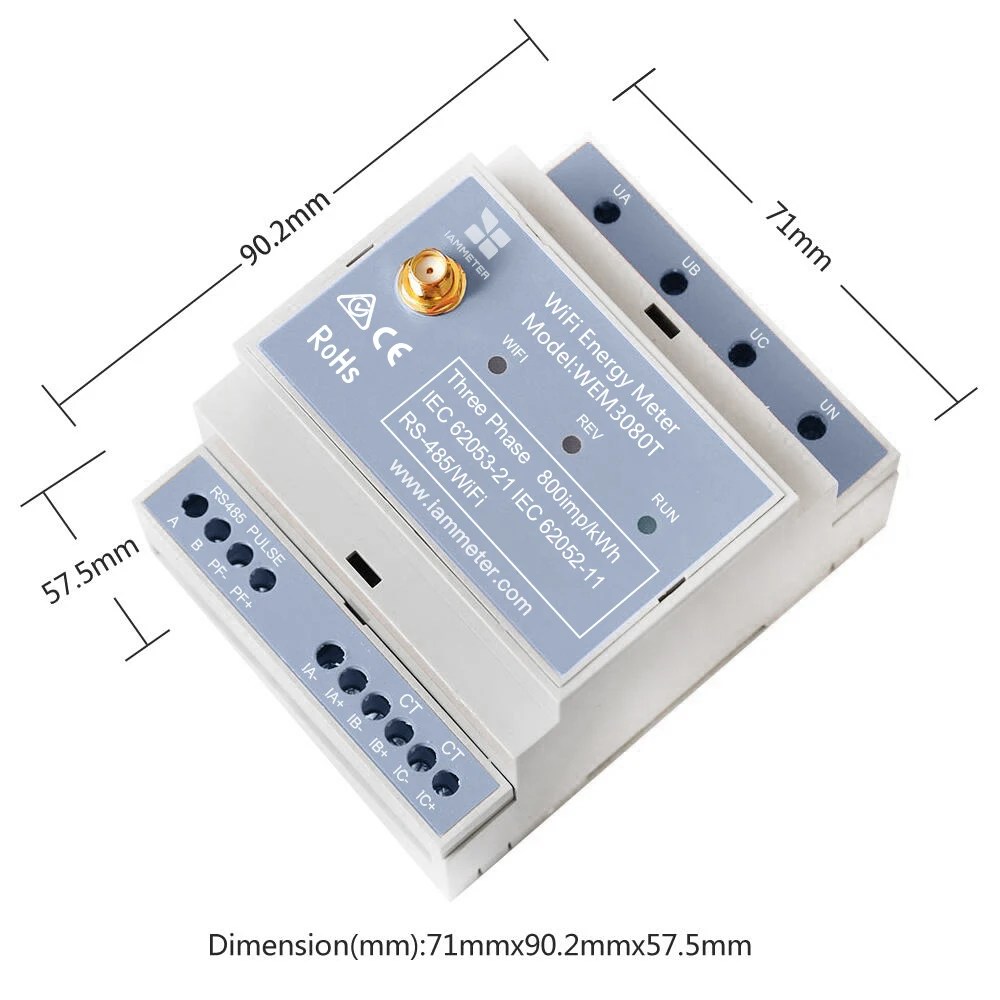 Çift yönlü, 150A,Din ray, ev-yardımcısı, Zabbix,NodeRed, güneş PV,CE, üç fazlı enerji ölçer, MQTT,WiFi,NEM,Modbus TCP/RTU - Görsel 4