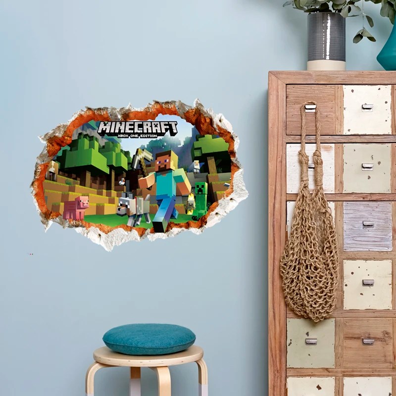 Çocuk odası için 3D karikatür mozaik oyun duvar Sticker çocuklar için stereoskopik oyun posterler hediyeler PVC kendinden yapışkanlı yatak odası dekorasyon