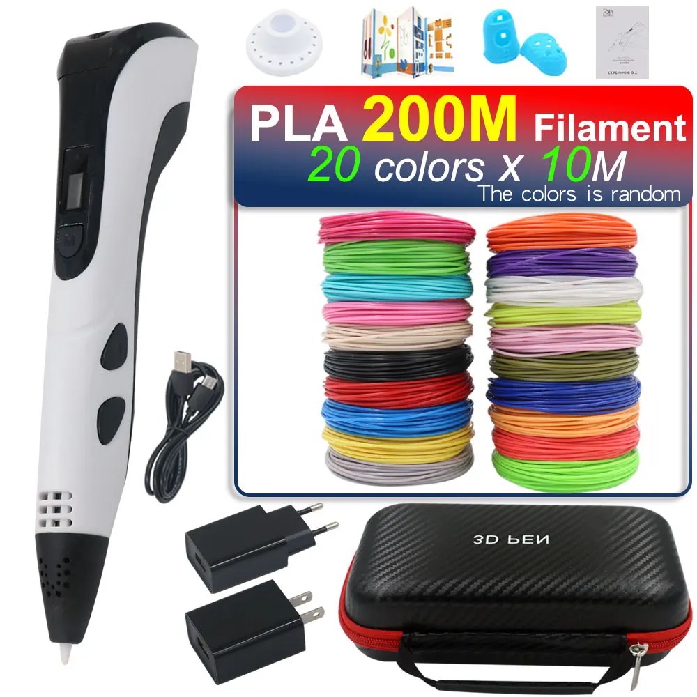 Çocuklar için 3D kalem 3D cetvel kalemi 3D baskı kalem ile LCD ekran ile uyumlu PLA/ABS filamenti çocuklar noel doğum günü hediyesi